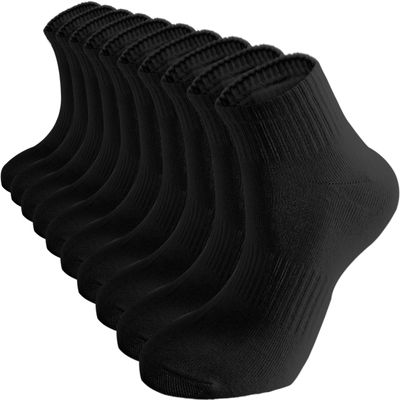 ACCFOD Womens Black Ankle Socks Thin Cotton Gym Socks Athletic Mini Crew Socks 5-9