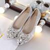 IvoireCh Womens Ballet Flats Foldable Rhinestone Pointed Toe Comfortable Slip on Wedding Flat Shoes Dress Flats for Women view 2