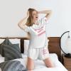 NineFit Basics Custom pajamas set for women Personalized pajamas with logo name photo Customized pajamas set Print Short Sleeve Valentine's Day White X-Large view 2