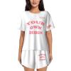 NineFit Basics Custom pajamas set for women Personalized pajamas with logo name photo Customized pajamas set Print Short Sleeve Valentine's Day White X-Large view 4