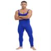 Sxiwei Mens Footless Tank Top Bodysuits Stretchy Ribbed Jumpsuits Striped Unitard Full Body Shaper Blue 3X-Large view 2