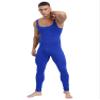 Sxiwei Mens Footless Tank Top Bodysuits Stretchy Ribbed Jumpsuits Striped Unitard Full Body Shaper Blue 3X-Large view 3