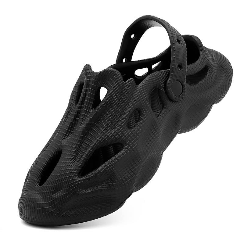 Hhhchpm Men's Fashion Plain Color Clogs Anti Skid Closed-Toe Slides Slippers Quick Drying Foam Runners for Indoor Outdoor Shower Beach Pool (Black,11)
