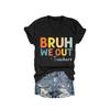 MOGUI Bruh We Out Teachers Tee Last Day of School Teacher Shirt Bruh Shirt Casual Vintage T-Shirts Funny Letter V Neck Tee Funny Tank Tops Black, 5X-Large view 1