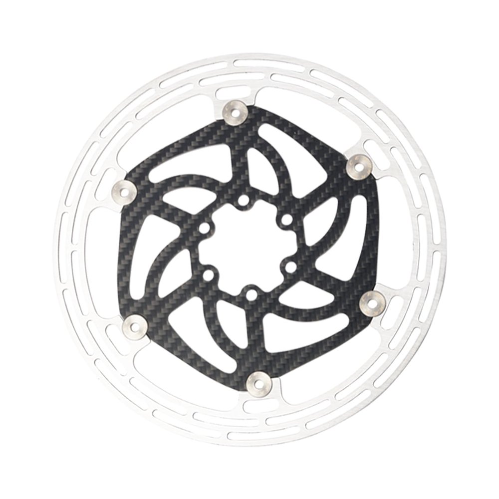 180mm Bike Disc Brake Rotor with 6 Bolts for Road Bike Mountain Bike E-bike Pro Light Weight Carbon Fiber & High Carbon Steel Bicycle Rotor