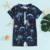 Newbgclo Infant Baby Boy Girl One Piece Swimsuit Long/Short Sleeve Zipper Bathing Suit Toddler Rash Guard Swimwear Sunsuit (D-B Blue, 3-6 Months) view 4