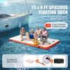VEVOR Inflatable Floating Dock, 15 x 6FT Inflatable Dock Platform, Non-Slip Water Floating Dock Mat with Detachable Ladder & Portable Carrying Bag, Floating Platform Island Raft for Ocean Pool Beach view 3