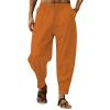 WENKOMG1 Cotton Linen Pants for Men Baggy Style Beach Trousers Lightweight Pajama Bottoms Solid Loose Fit Yoga Pants (Orange,3X-Large) view 1