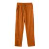 WENKOMG1 Cotton Linen Pants for Men Baggy Style Beach Trousers Lightweight Pajama Bottoms Solid Loose Fit Yoga Pants (Orange,3X-Large) view 3