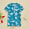 Newbgclo Infant Baby Boy Girl One Piece Swimsuit Long/Short Sleeve Zipper Bathing Suit Toddler Rash Guard Swimwear Sunsuit (D-C Sky Blue, 3-6 Months) view 2