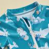 Newbgclo Infant Baby Boy Girl One Piece Swimsuit Long/Short Sleeve Zipper Bathing Suit Toddler Rash Guard Swimwear Sunsuit (D-C Sky Blue, 3-6 Months) view 3