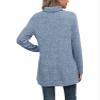ebossy Women's Turtleneck Ribbed Knit Sweater Long Sleeve Side Split Asymmetrical Pullover Tunic Top (L, Blue) view 4