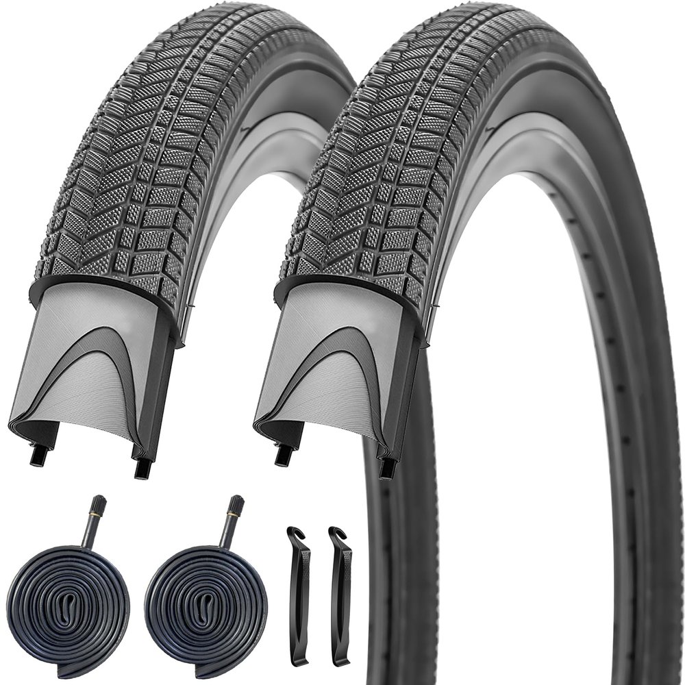 18" Bike Tires 18 X 2.125 and 18 Inch Folding Bicycle Replacement Tire (2 Tires 2 Tubes)
