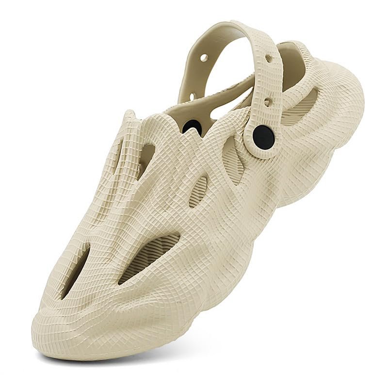 Hhhchpm Men's Fashion Plain Color Clogs Anti Skid Closed-Toe Slides Slippers Quick Drying Foam Runners for Indoor Outdoor Shower Beach Pool (Beige,10)