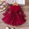 Children Kids Toddler Infant Newborn Baby Girls Long Sleeve Solid Polka Dot Tulle Dress Dress Outfits Clothes Girls Flannel (Red, 3-6 Months) view 3