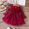 Children Kids Toddler Infant Newborn Baby Girls Long Sleeve Solid Polka Dot Tulle Dress Dress Outfits Clothes Girls Flannel (Red, 3-6 Months) view 4