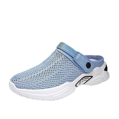 Hhhchpm Men's Breathable Lace Free Slip On Knitted Clog, Casual Non Slip Sandals with Assorted Colors, Outdoor Walking Shoes for Summer (Sky Blue,9)
