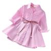 Toddler Girls Spring and Autumn Lapel Long Sleeve Striped Dress Sundress of Casual Shirt Dresses Infant Thanksgiving Dress (Pink, 2-3 Years) view 1