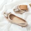 IvoireCh Womens Ballet Flats Foldable Rhinestone Pointed Toe Comfortable Slip on Wedding Flat Shoes Dress Flats for Women Gold view 2