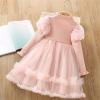 Toddler Girl Long Sleeve Sweater Tulle Patchwork Dress for 1 to 7 Years Party Games Family (Pink, 6-7 Years) view 3