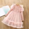 Toddler Girl Long Sleeve Sweater Tulle Patchwork Dress for 1 to 7 Years Party Games Family (Pink, 6-7 Years) view 4