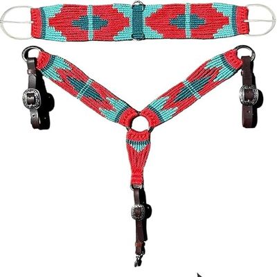 Cheval's International Wool Mohair Free Size Breast Collars and Cinch Combo : Premium Quality Horse Riding Equipment and Stylish Collar Accessories (MBG-02, Cinch Size 24" L x 4" W)