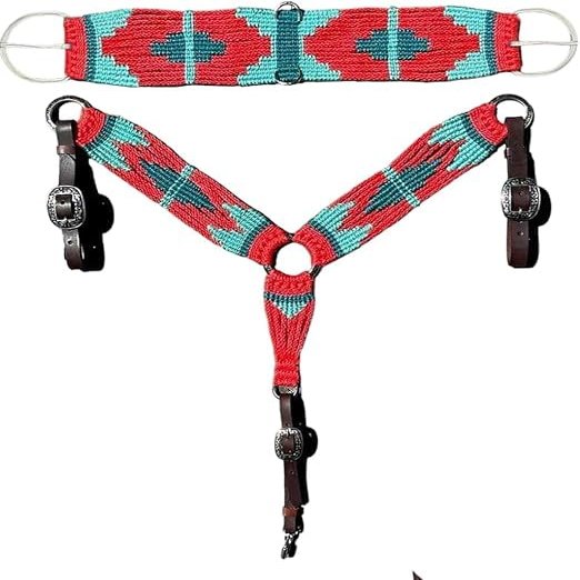 Cheval's International Wool Mohair Free Size Breast Collars and Cinch Combo : Premium Quality Horse Riding Equipment and Stylish Collar Accessories (MBG-02, Cinch Size 24" L x 4" W)