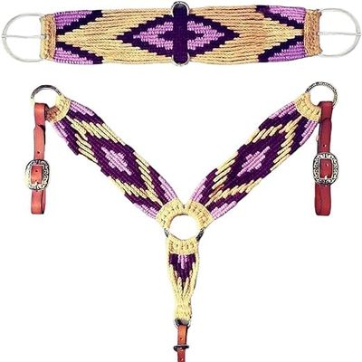 Cheval's International Wool Equine Horse Cinch, Mohair Saddle Cinch Girth, Western Horse Riding Supplies Horse Riding Equipment and Stylish Collar Accessories (MBG-03, Cinch Size 26" L x 4" W)