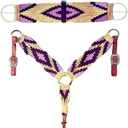 Cheval's International Wool Equine Horse Cinch, Mohair Saddle Cinch Girth, Western Horse Riding Supplies Horse Riding Equipment and Stylish Collar Accessories (MBG-03, Cinch Size 26" L x 4" W)