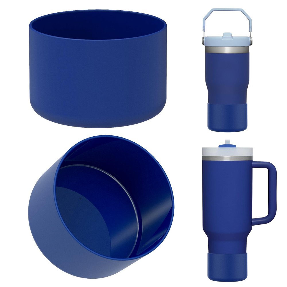 Linkidea 2 Pack Water Bottle Boot Compatible with Stanley Quencher H2.0 20oz/30oz/40oz, IceFlow Flip 20oz/30oz Tumbler, Silicone Bottle Bottom Sleeve Cover Bumper Protector (Cobalt)