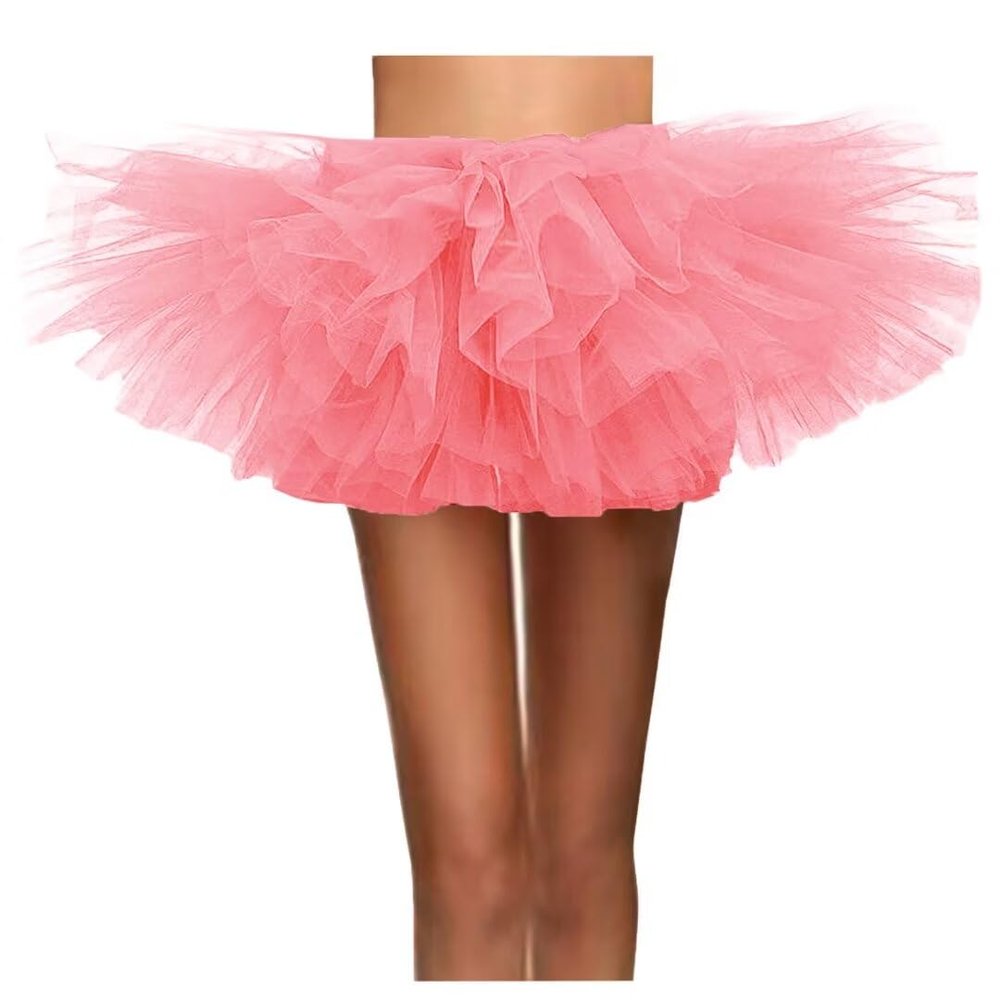 WDPL Women's Mini Ballet Halloween Tutu Costume Tulle Skirt Watermenlon Red XXX-Large