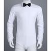 Yhong Men's Tuxedo Leotard One-Piece Bowtie Bodysuit Tops Modern Dance Shirt Latin Salsa Ballroom Dance Shirt White Large view 2