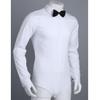 Yhong Men's Tuxedo Leotard One-Piece Bowtie Bodysuit Tops Modern Dance Shirt Latin Salsa Ballroom Dance Shirt White Large view 4