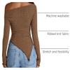 PRETTYGARDEN Women's Fall Off the Shoulder Long Sleeve Tops Brown,M view 4