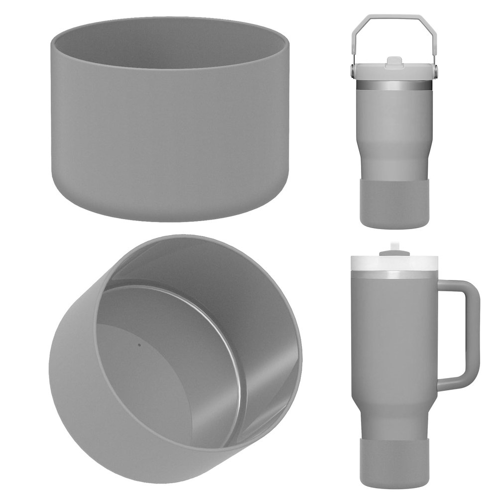 Linkidea Water Bottle Boot Compatible with Stanley Quencher H2.0 20oz/30oz/40oz, IceFlow Flip 20oz/30oz, Silicone Water Bottle Bottom Sleeve Cover Protector, Bottle Bumper (Gray / 2 Pack), CPS-015-03