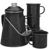 COLETTI Classic Enamel Set Coffee Percolator & Mugs  The Most Nostalgic Camping Coffee Pot, Now Modernized [Black Enamel, 12 Cup Percolator Coffee Pot & Set of 4 Mugs] view 1