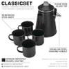 COLETTI Classic Enamel Set Coffee Percolator & Mugs  The Most Nostalgic Camping Coffee Pot, Now Modernized [Black Enamel, 12 Cup Percolator Coffee Pot & Set of 4 Mugs] view 2