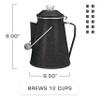 COLETTI Classic Enamel Set Coffee Percolator & Mugs  The Most Nostalgic Camping Coffee Pot, Now Modernized [Black Enamel, 12 Cup Percolator Coffee Pot & Set of 4 Mugs] view 3