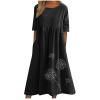 short summer dresses for women 2024 Cotton Dresses for Women 2024 Short Sleeve High Waist Casual Dress with Pockets Summer Loose Pleated Linen Maxi Dress Peime sexy summer dresses for women Black 4X view 1
