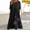 short summer dresses for women 2024 Cotton Dresses for Women 2024 Short Sleeve High Waist Casual Dress with Pockets Summer Loose Pleated Linen Maxi Dress Peime sexy summer dresses for women Black 4X view 2