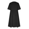 short summer dresses for women 2024 Cotton Dresses for Women 2024 Short Sleeve High Waist Casual Dress with Pockets Summer Loose Pleated Linen Maxi Dress Peime sexy summer dresses for women Black 4X view 3