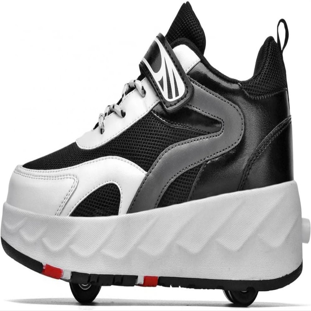 kydjfkd Shoes with Wheels for Girls Boys, 2-in-1 Multi-Purpose Shoes Roller Skates,4 Wheels Skateboard Shoes,Outdoor Sports Shoes,Roller Trainers Shoes -B||42