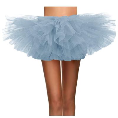 WDPL Women's Mini Ballet Halloween Tutu Costume Tulle Skirt Dusty Blue Medium