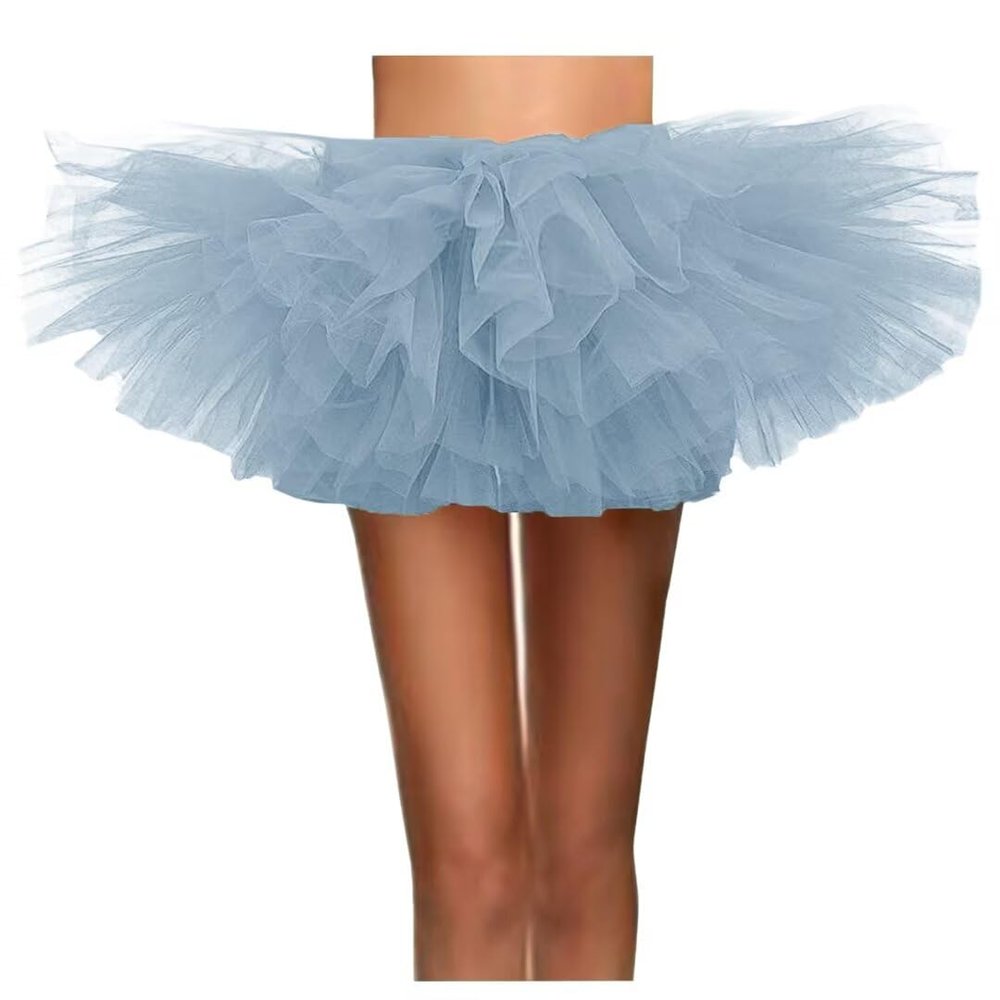 WDPL Women's Mini Ballet Halloween Tutu Costume Tulle Skirt Dusty Blue Medium