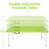 4 Foot Portable Folding Table Adjustable Height Lightweight Indoor Outdoor Picnic Beach Camping Dining Fold Out Table, Iron Utility Table Folding Desk with Carry Handle (Green, 4ft) view 2