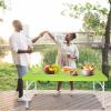 4 Foot Portable Folding Table Adjustable Height Lightweight Indoor Outdoor Picnic Beach Camping Dining Fold Out Table, Iron Utility Table Folding Desk with Carry Handle (Green, 4ft) view 4