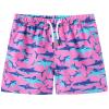 ECGK Boys Swim Trunks with Boxer Brief Liner Compression Swimwear Quick Dry Swim Shorts Bathing Suits Rose Shark 14-16 Years view 1