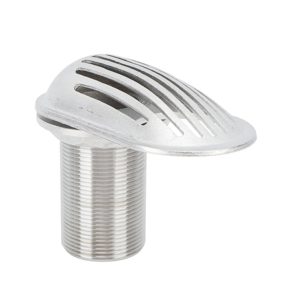 Marine Boat Intake Strainer, 316 Stainless Steel Thread 11/2 Inch Thru Inlet Filter Pump Fitting Water Outlet Hose Pipe Pickup Intake Scoop Embedded Plumbing Fittings
