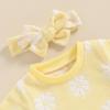 MOLZULAMS 0-3T Toddler Baby Girl Summer Clothes Short Sleeve Floral Tshirt Tops and Shorts Set Oversized Outfit Boho Clothes (H-Yellow, 6-12 Months) view 3