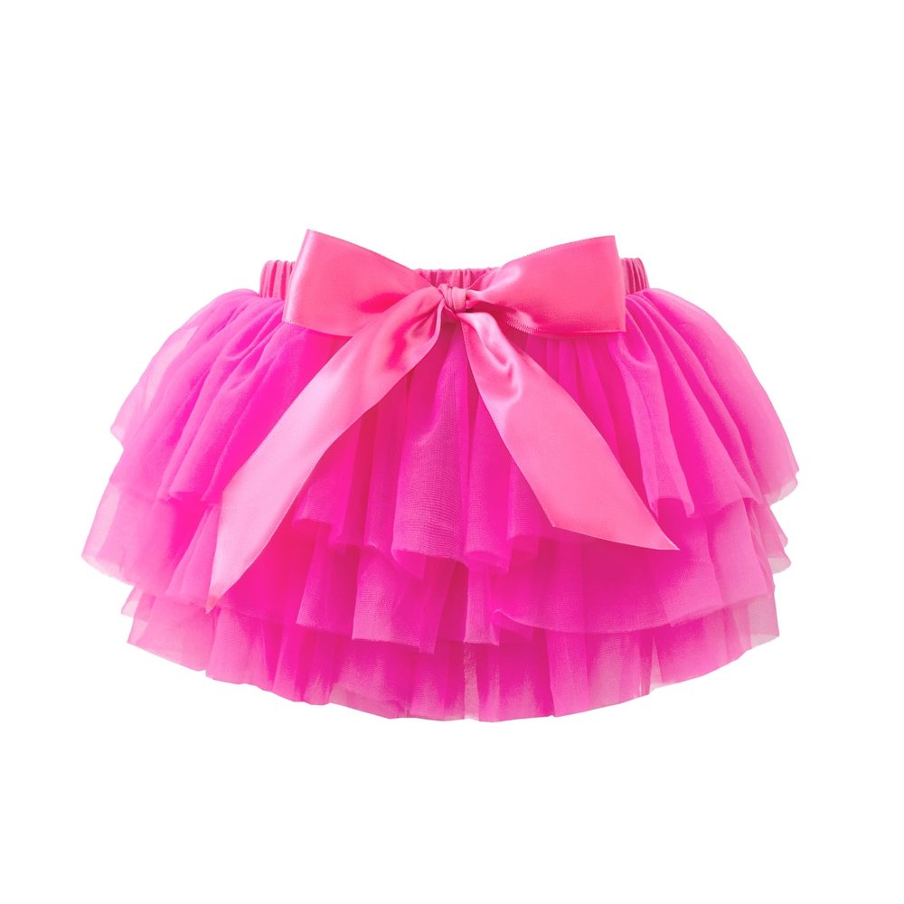 ZFZDRen 6M-3T Infant Baby Girl Tutu Skirt Toddler Girls Solid Color Tulle Skirts Birthday Outfits with Headband (12 Months, Dark Pink)